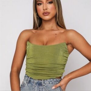 White Fox Like You Better Bustier Green Olive Size XL New